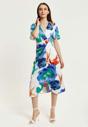 FLORAL PRINT BASED MIDI WRAP - Day dress - multicoloured