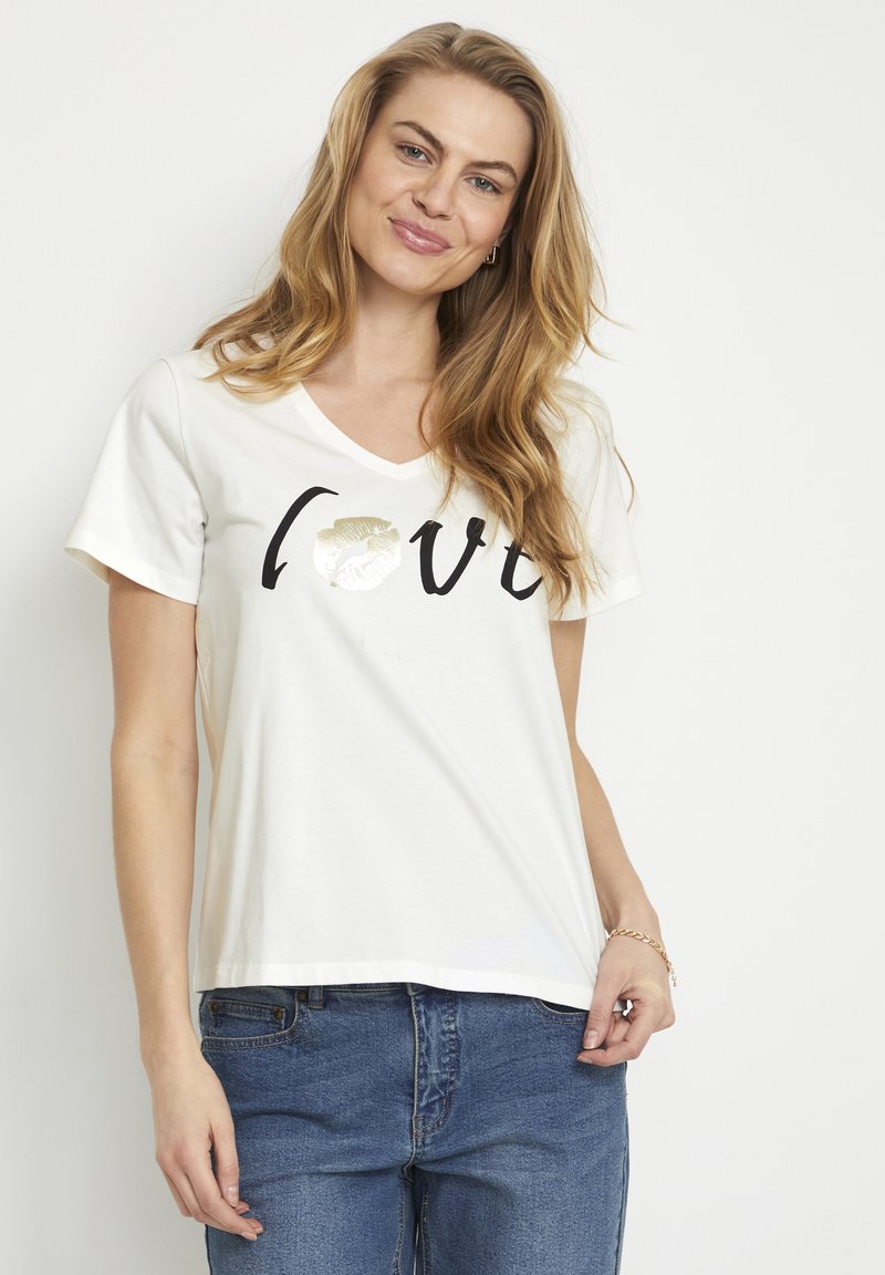 Damen T-Shirts | Culture CUGITH V-NECK T-Shirt print spring gardenia/offwhite - IV44001 Damen T-Shirts | Culture CUGITH V-NECK T-Shirt print spring gardenia/offwhite - IV44001