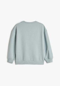 Felpa azzurra chiara con scollo tondo, vestibilità comoda e polsini e orlo a costine. Tessuto morbido con una texture liscia.