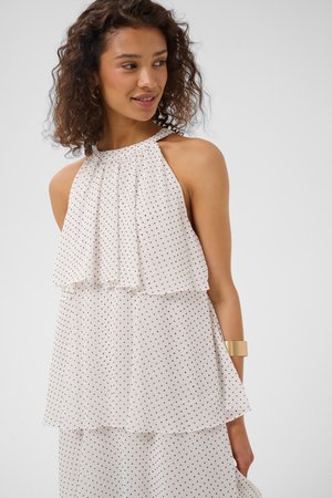 Cream CRAMAYA DRESS - Robe longue - white w black dots