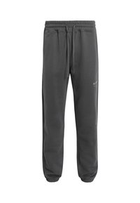 Grijze sweatpants van zachte stof, met een elastische tailleband met een trekkoord, ribbelboorden en een subtiel logo op het been.