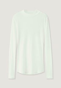 Långärmad turtleneck-top i ljus mintfärg, tillverkad av ett mjukt och sl ätt tyg. Har en figurnära silhuett och en rundad nederkant.