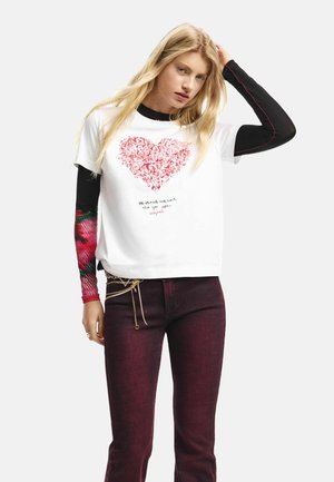 SHORT-SLEEVE HEART - T-Shirt print - white