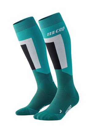 KNEE HIGH SKIING THERMO KOMPRESSION - MADE IN GERMANY - Kniestrümpfe - turquoise green