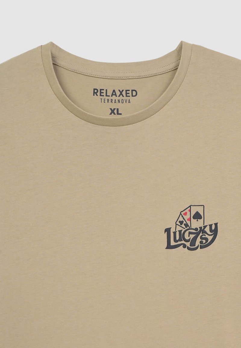 T-shirt stampata con scritta - Beige - Ragazzo - 2.75