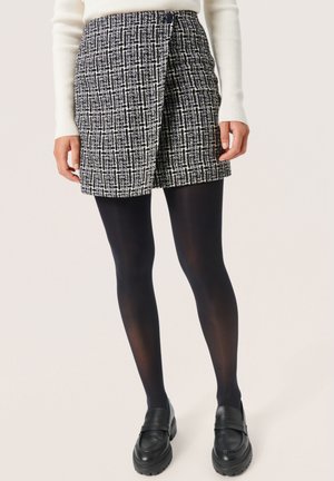 SADIA - A-lijn rok - black white checks