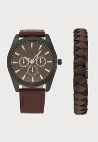 SET - Laikrodis - black/brown