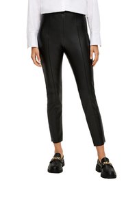 s.Oliver BLACK LABEL SKINNY AUS IMITAT - Broek - schwarz