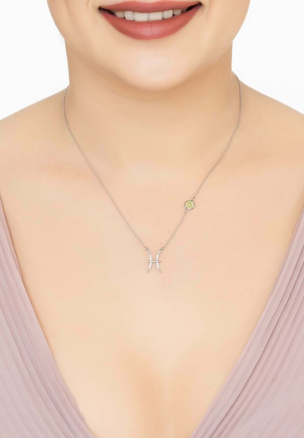 ZODIAC BIRTHSTONE PISCES AQUA CHALCEDONY  - Necklace
