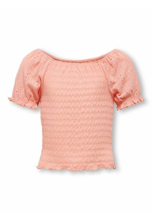 GESMOKTES NORMAL GESCHNITTEN U-AUSSCHNITT PUFFÄRMEL - Bluse - salmon