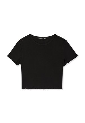 Terranova CROP A COSTINE - T-shirt basic - nero