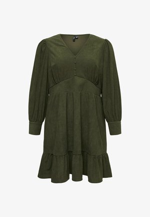 Vero Moda Curve, PEPLUM DRESS VMCELLY SHORT DRESS - Robe chemise - forest night