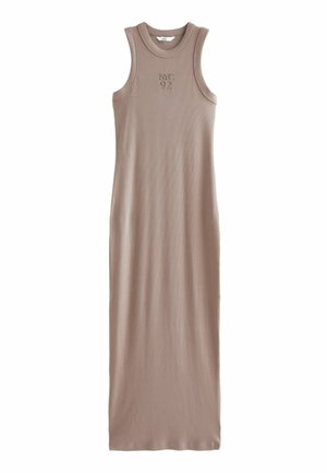 Stickad klänning - taupe neutral