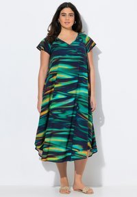 Ulla Popken RIPPLE PRINT CAP SLEEVE - Vapaa-ajan mekko - dark blue