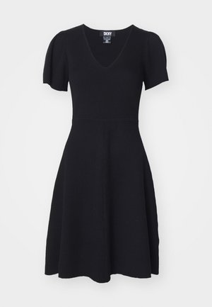 DKNY FIT AND FLARE FLUTTER - Rochie tricotată - black