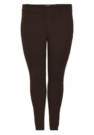 Braune Pull-on Leggings mit glatter Textur, tailliertem Schnitt und ohne sichtbare Taschen. Der Bund ist elastisch für optimalen Komfort.