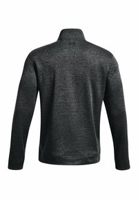 Pullover nero con texture, colletto alto e maniche lunghe. Presenta dettagli a coste e una finitura liscia. Vista posteriore, senza loghi visibili.
