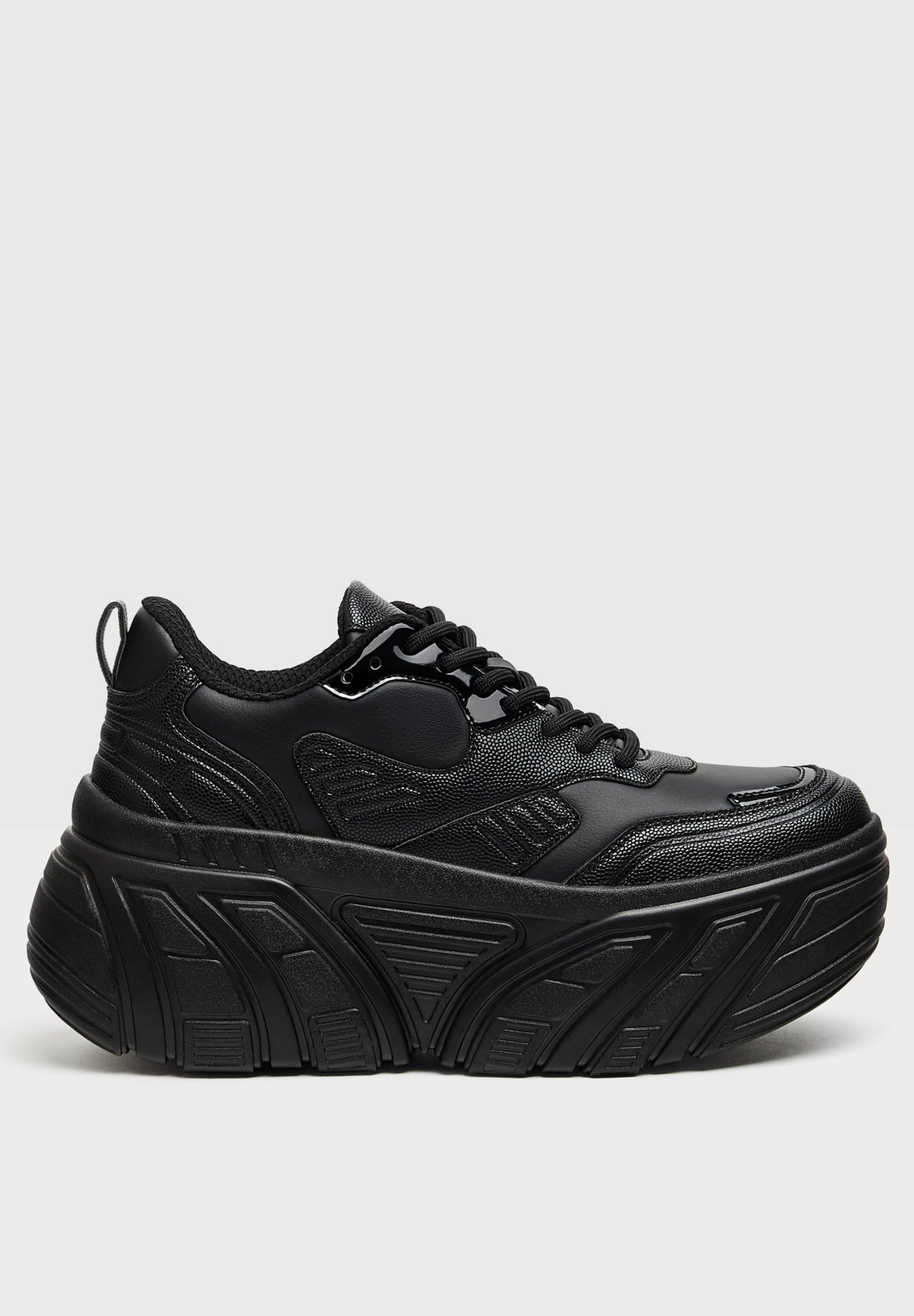 Trendy Zwarte Hoge Design Plateau Sneakers - Uwantisell.nl