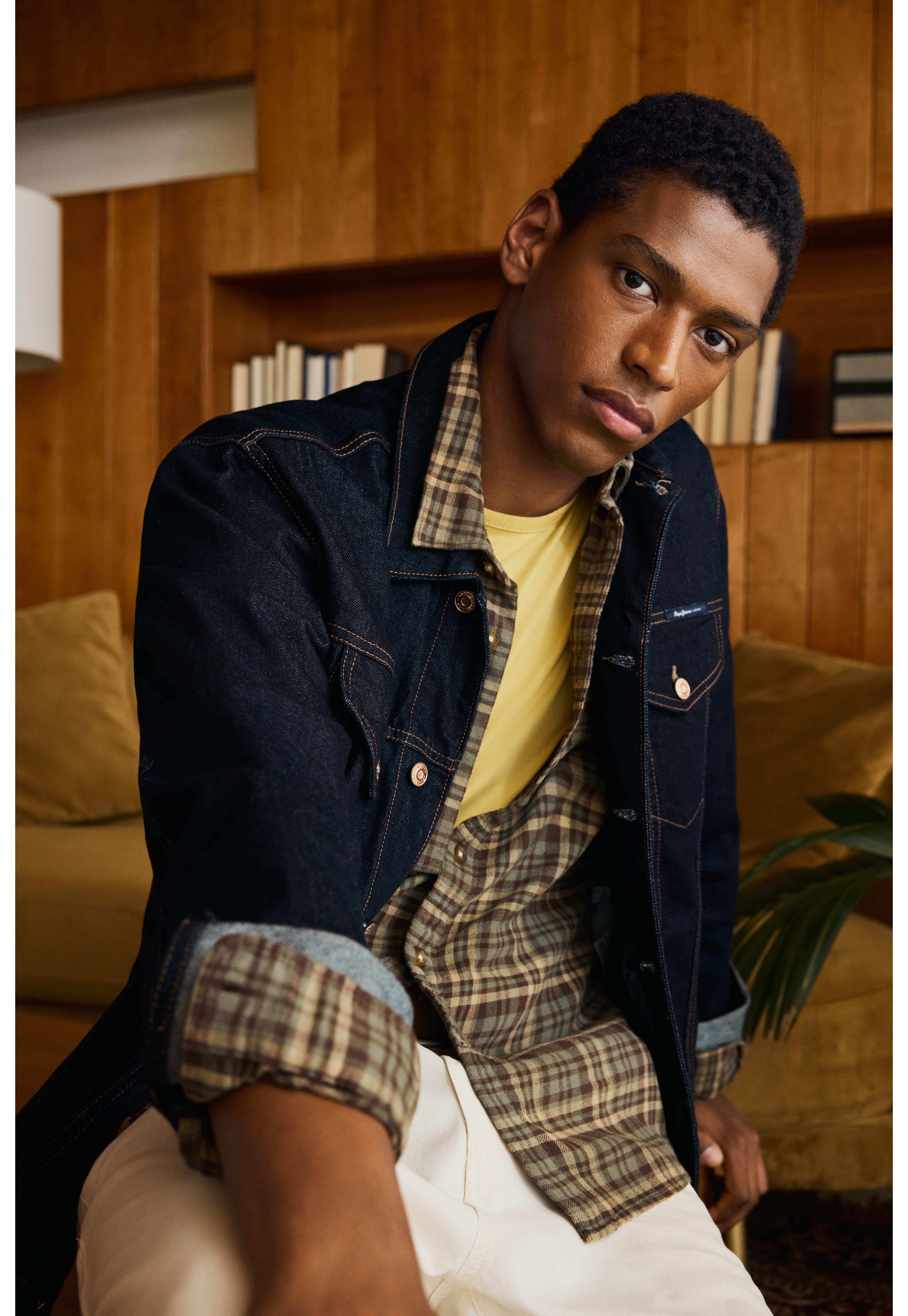 PEPE JEANS カラーブロックジャケット Pepe Jeans REGULAR JACKET - Denim jacket - clean dark indigo/black