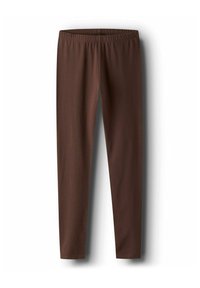 Bruine leggings met een elastische tailleband, gemaakt van een gladde stof. Aansluitend ontwerp met een lichte stretch, geschikt voor casual kleding.