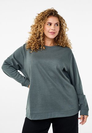 Zizzi FLASH - MIT RUNDHALSAUSSCHNITT - Sweatshirt - balsam green