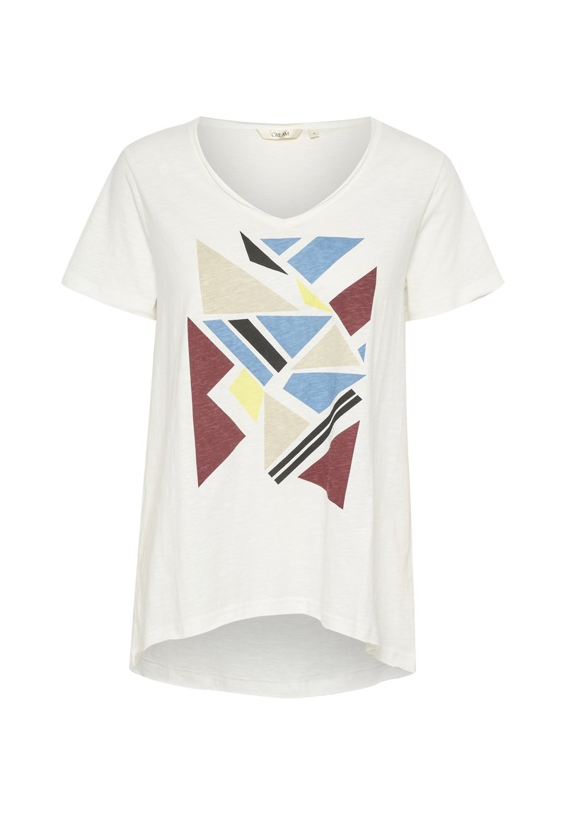 Cream T-shirt print wit Cream T-shirt print wit