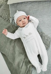 JoJo Maman Bébé - WELCOME LITTLE ONE - Pajac za spanje - white Miniaturna slika 1