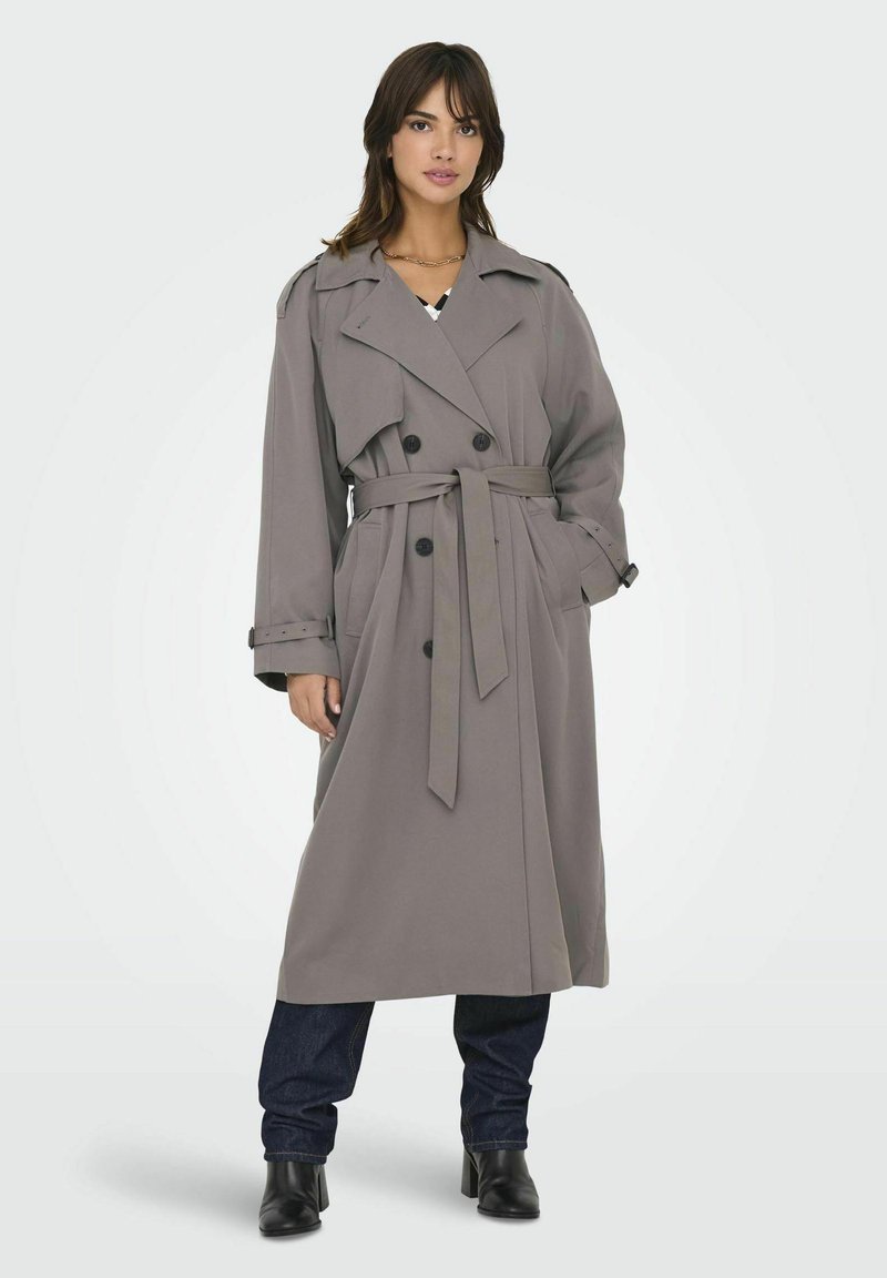 ONLY ONLCHLOE DOUBLE - Trench - charcoal gray
