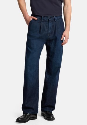 PLEATED - Flared Jeans - dark blue