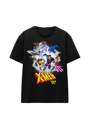 Black T-shirt with colorful animated X-Men characters in action poses and "Marvel Animation X-Men '97" text on front.