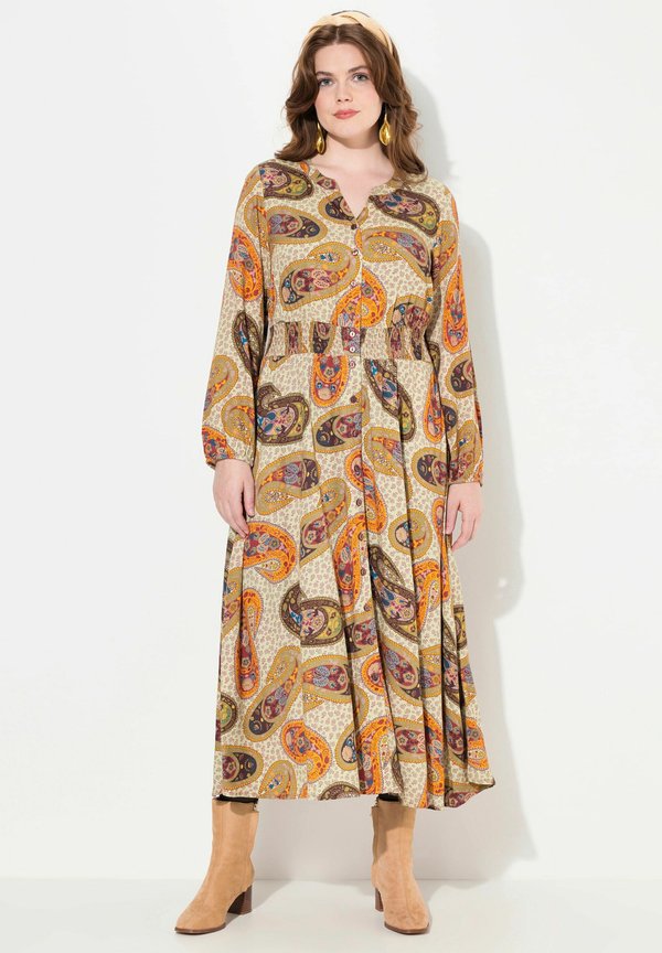 RETRO PAISLEY LONG SLEEVE - Blusenkleid - matte gold