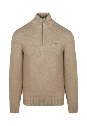HALF ZIP PULLOVER - Strickpullover - beige