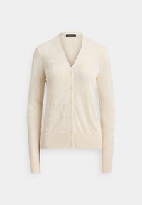 BELTING-MOTIF V-NECK CARDIGAN - Kardigán - mascarpone cream