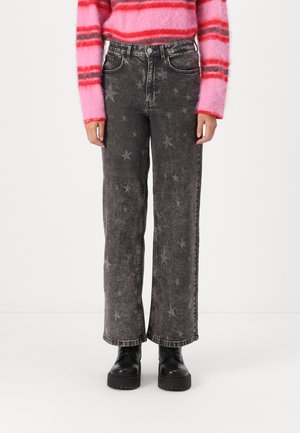 ONLJUICY WIDE LEG STAR  - Wide Leg - washed black