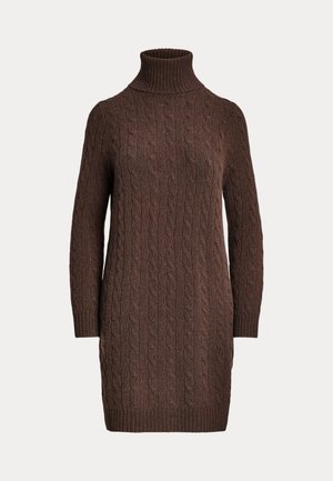 Polo Ralph Lauren CABLE WOOL-CASHMERE TURTLENECK DRESS - Jumper dress - cedar heather