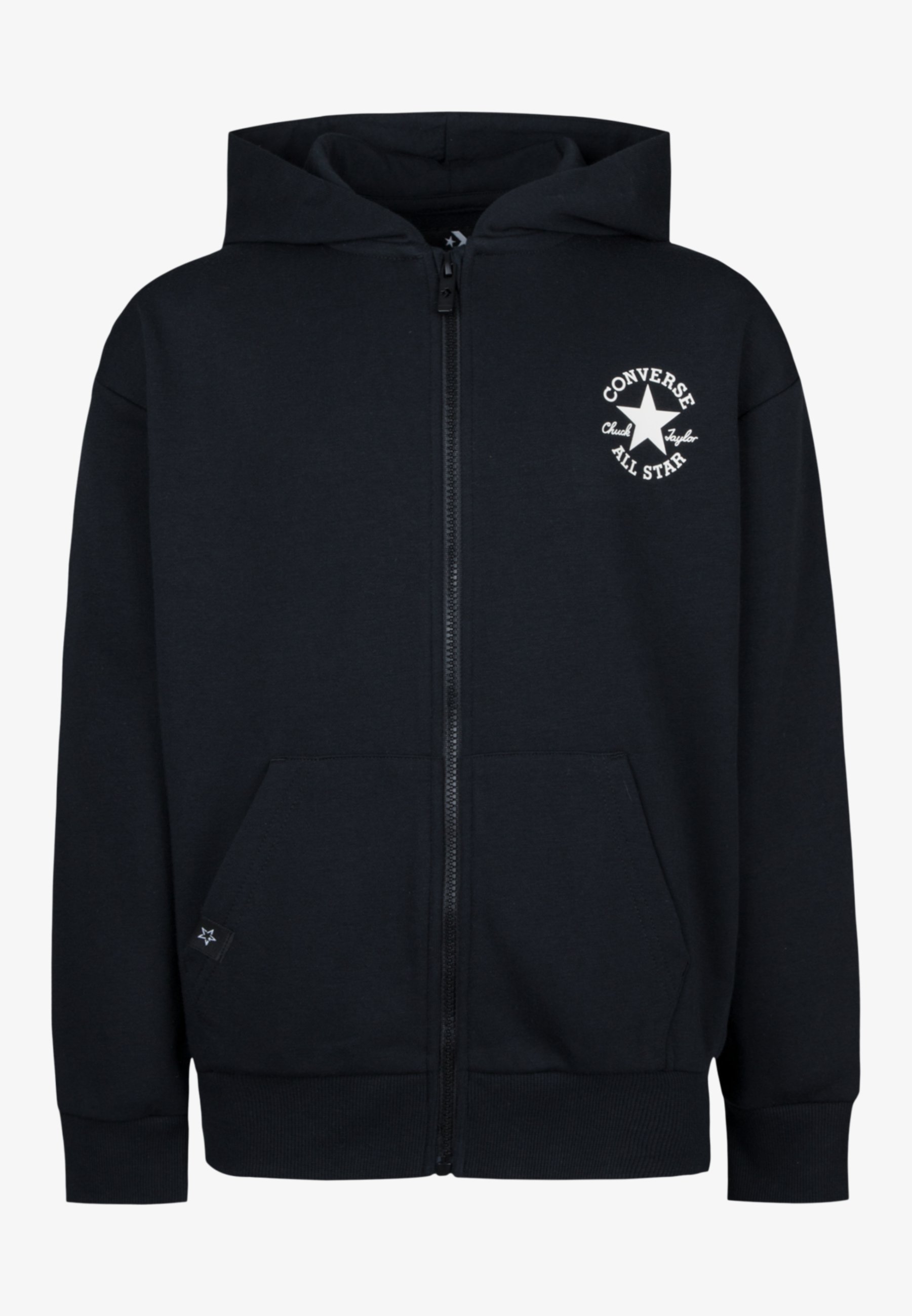 felpa cappuccio felpa converse nera strisce bianche