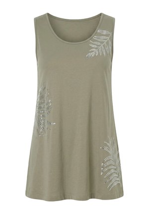 Angel of Style, TOP, A-LINE, SHINY LEAF PRINT - Top - reed green