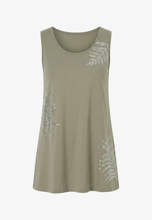 Angel of Style, TOP, A-LINE, SHINY LEAF PRINT - Top - reed green