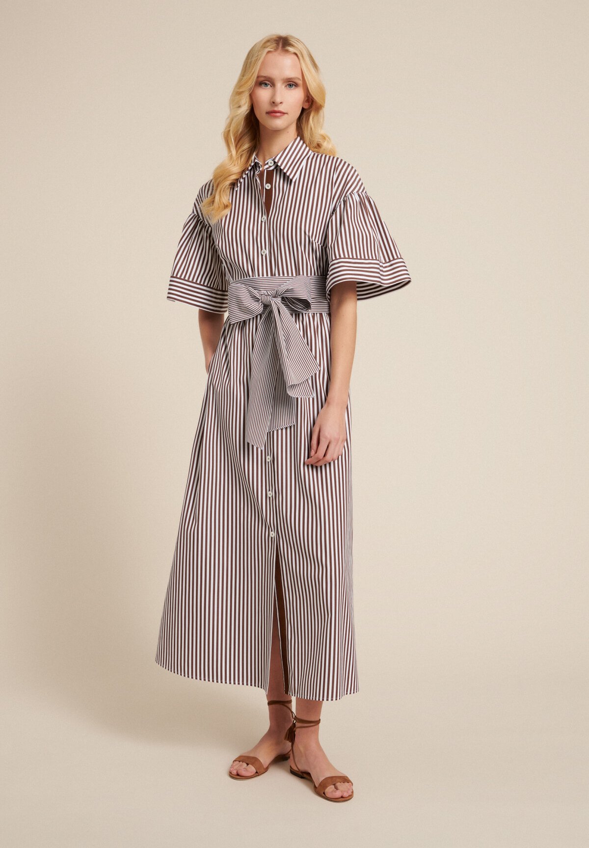 Luisa Spagnoli PARADIGMA - Abito a camicia - riga grande/riga  piccola/marrone - Zalando.it