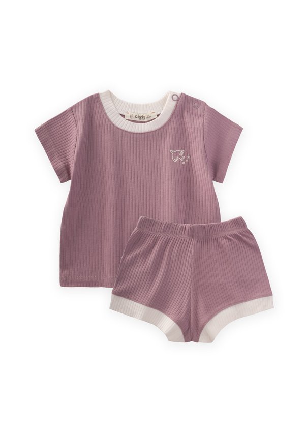 BIRD EMBROIDERED CONTRAST SET - Shorts - lilac