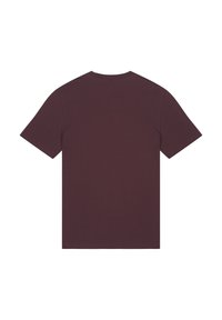 Bordeaux kortefilm t-shirt met een ronde hals. Gladde textuur en standaard pasvorm, met een eenvoudig ontwerp zonder extra patronen of accenten.