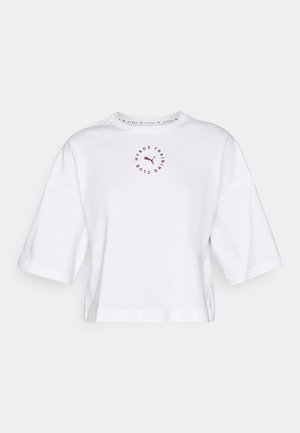 Puma HYROX CROPPED LIFESTYLE TEE - Trükipildiga T-särk - white