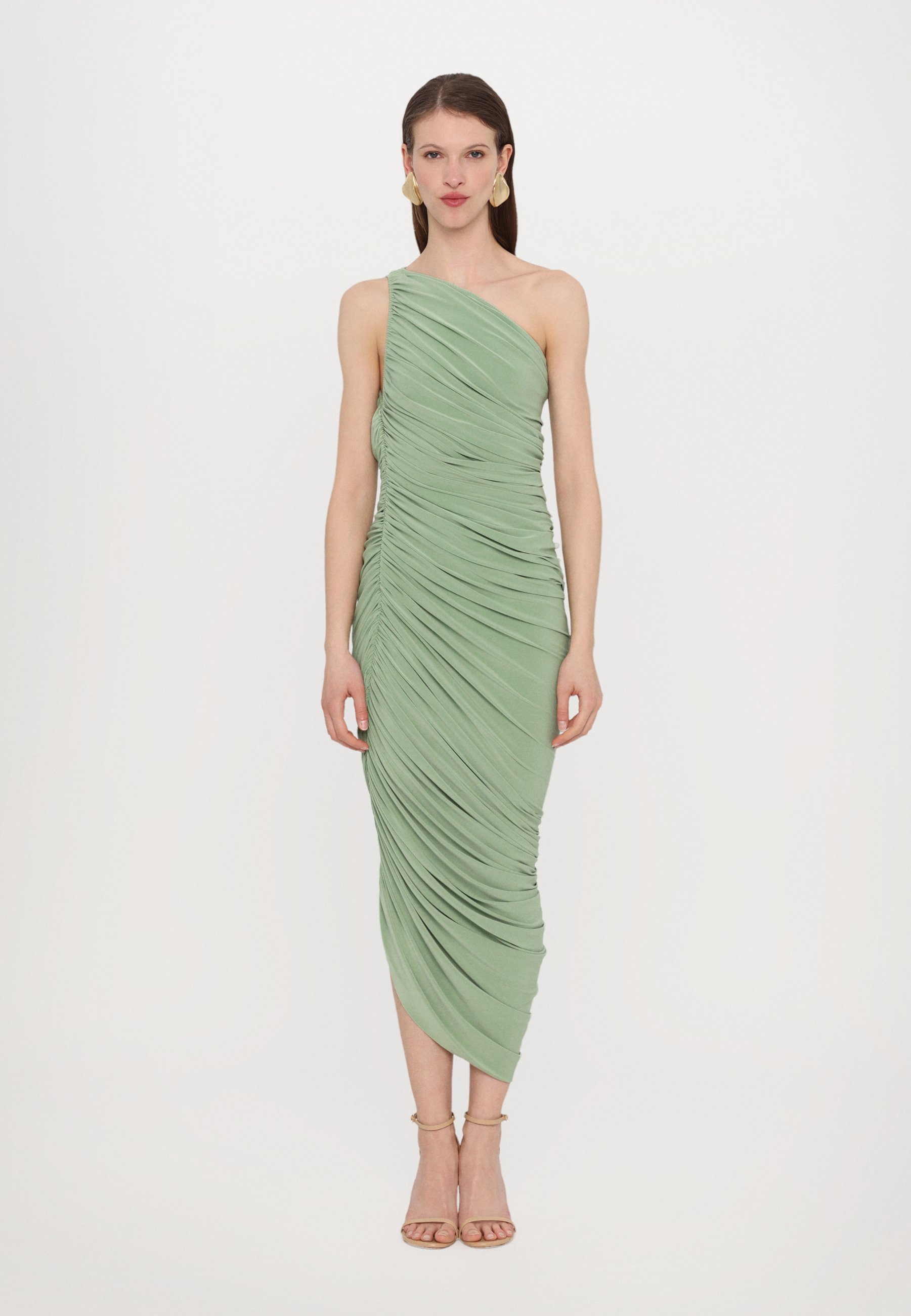 green emerald velvet dress Norma Kamali Cap Sleeve Maria Gown