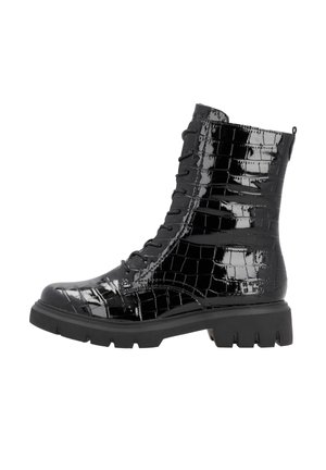 Bottines à plateau - glanzschwarz
