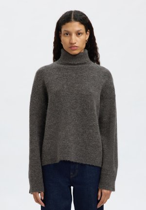 Selected Femme SLFLULU ROLL NECK - Maglione - medium grey
