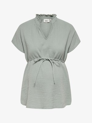 ONLY MATERNITY, OLMTHYRA LIFE S/S V-NECK TOP WVN - Blouse - abyss