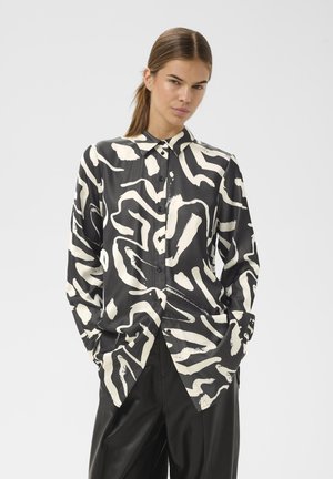 GAIAA - Bluza z gumbi - black art strokes