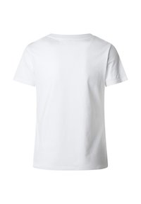 Vit kortärmad t-shirt i mjuk bomull. Rundad halsringning med standardpassform och utan synliga logotyper eller mönster. Bakvy visas.