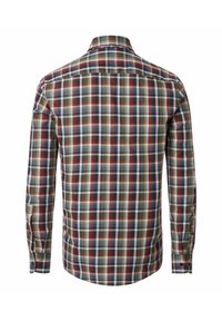Koszula z długim rękawem z bawełny, w wielobarwną kratę w odcieniach zieleni, czerwieni, niebieskiego i białego. Klasyczny kołnierzyk i mankiety na guziki.