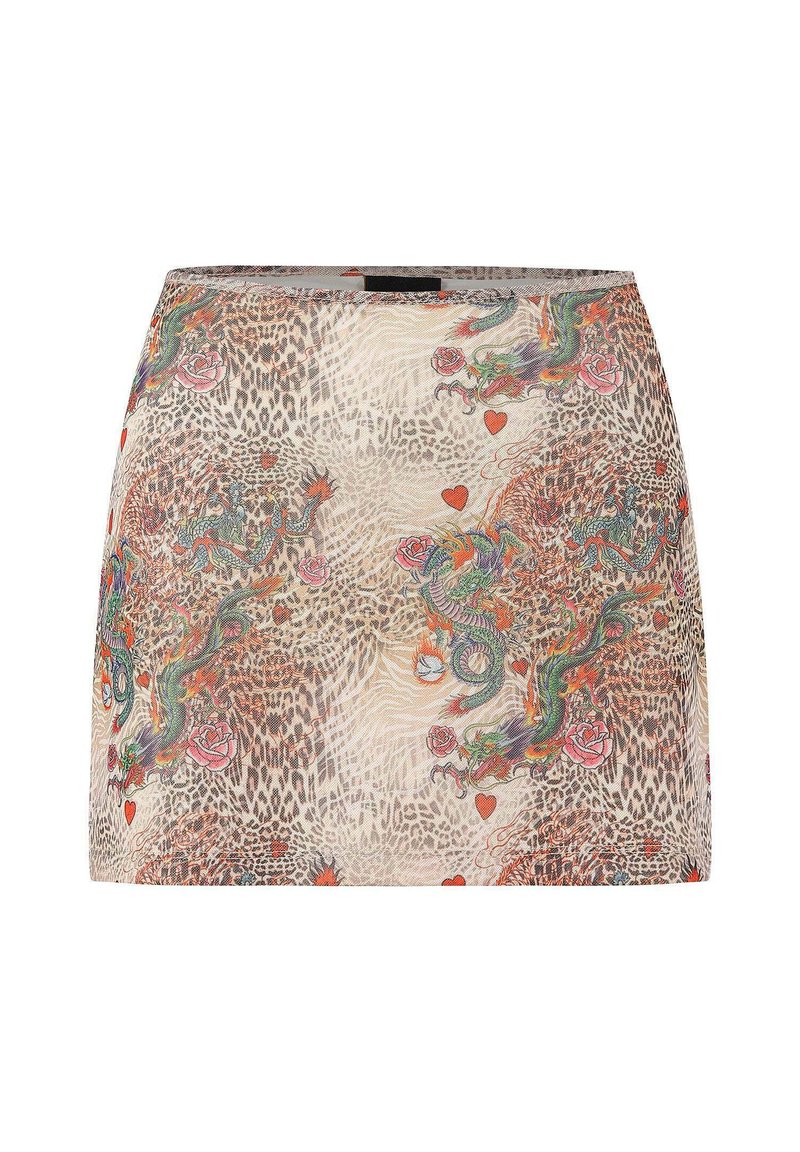Ed Hardy DRAGON REPEAT - A-line skirt - ecru/beige - Zalando.ie